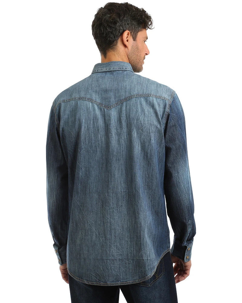 Wrangler Retro Men's Denim Long Sleeve Western Shirt - Tall