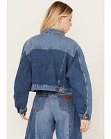 Wrangler Women's Medium Wash Cowboy Cropped Denim Jacket