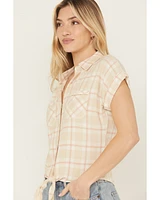 Shyanne Women's Plaid Print Tie-Front Camp Shirt