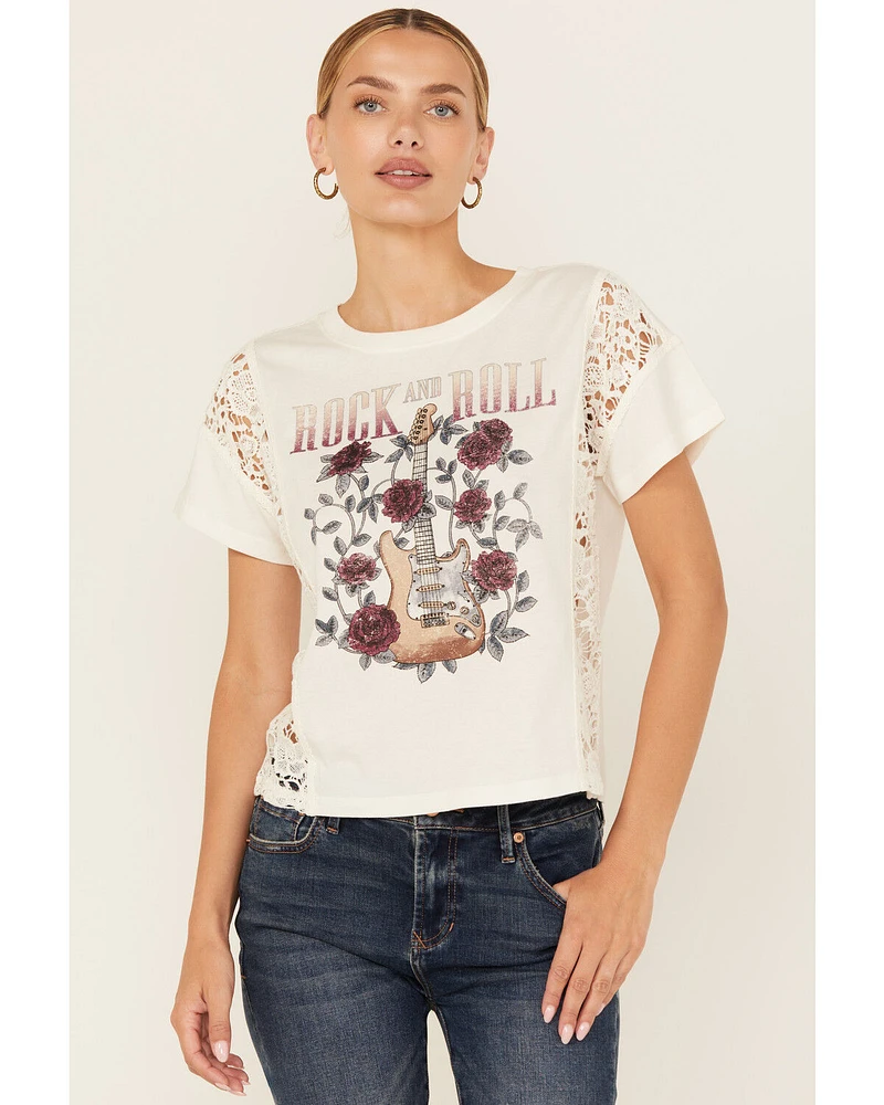 Shyanne Women's Rock & Roll Lace Short Sleeve Graphic Tee