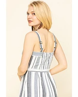 Others Follow Women's Stripe Button Front Clark Mini Dress