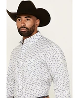 George Strait by Wrangler Men's Floral Striped Long Sleeve Button-Down Stretch Western Shirt - Tall