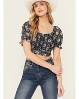 Beyond The Radar Women's Tie Back Short Sleeve Crop Top