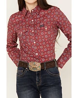 Wrangler Women's Floral Long Sleeve Snap Western Shirt