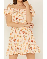 Sadie & Sage Women's Floral Print Moments of Joy Peplum Mini Dress