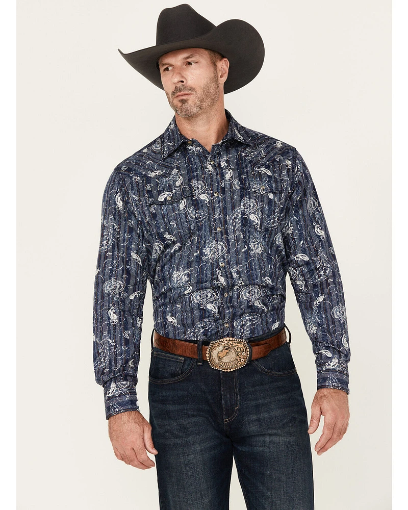 Wrangler Retro Men's Paisley Print Long Sleeve Snap Western Shirt