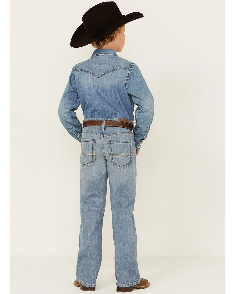 Cody James Boys' Light Wash Cloverleaf Slim Stretch Bootcut Jeans