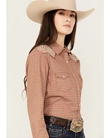 Rough Stock by Panhandle Women's Geo Print Long Sleeve Western Snap Shirt