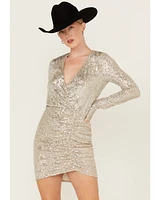 Show Me Your Mumu Women's Party Hop Sequins Long Sleeve Mini Dress