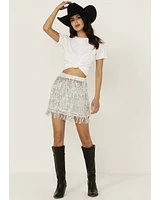 Rock & Roll Denim Women's Sequins Fringe Skirt