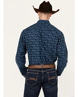 Roper Men's West Made Cactus Print Long Sleeve Pearl Snap Western Shirt