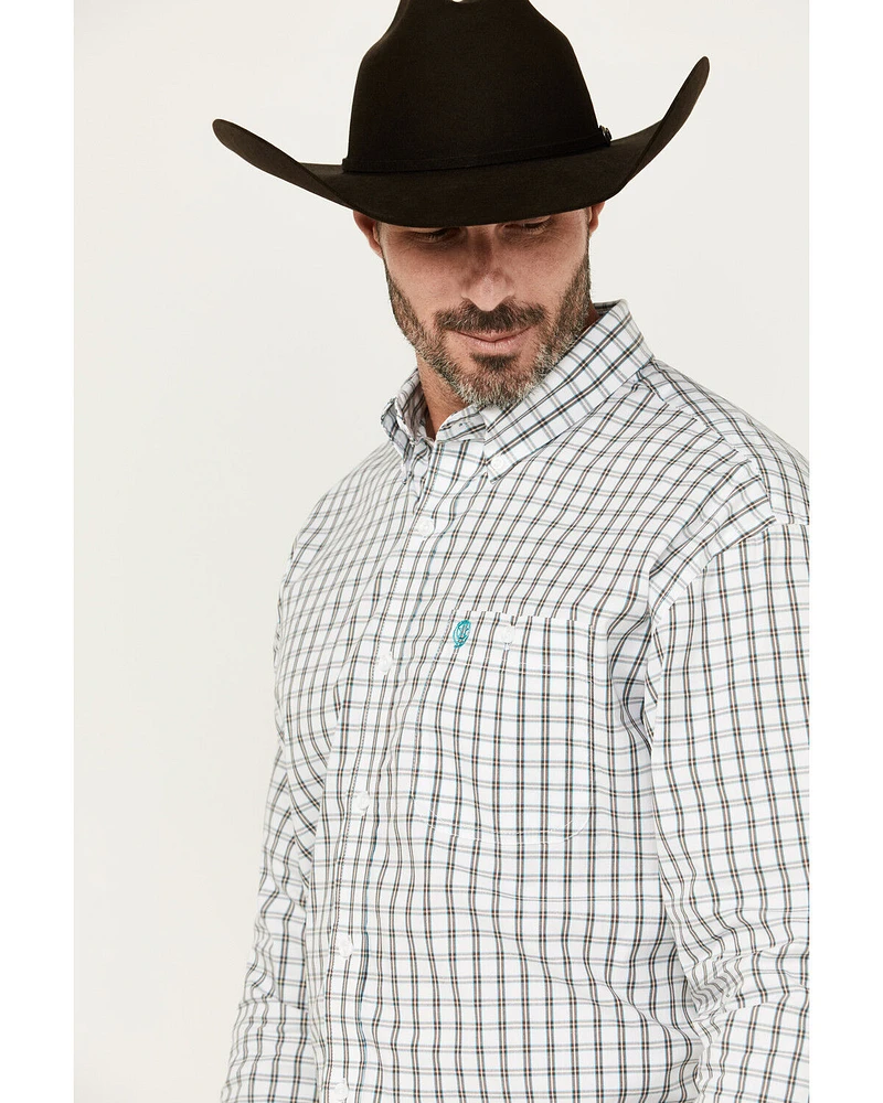 George Strait by Wrangler Plaid Print Long Sleeve Button-Down Stretch Western Shirt