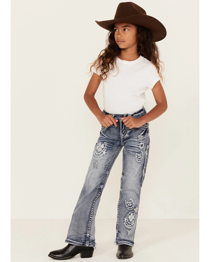 Cowgirl Tuff Girls Double Lucky Mid Rise Bootcut Stretch Denim Jeans