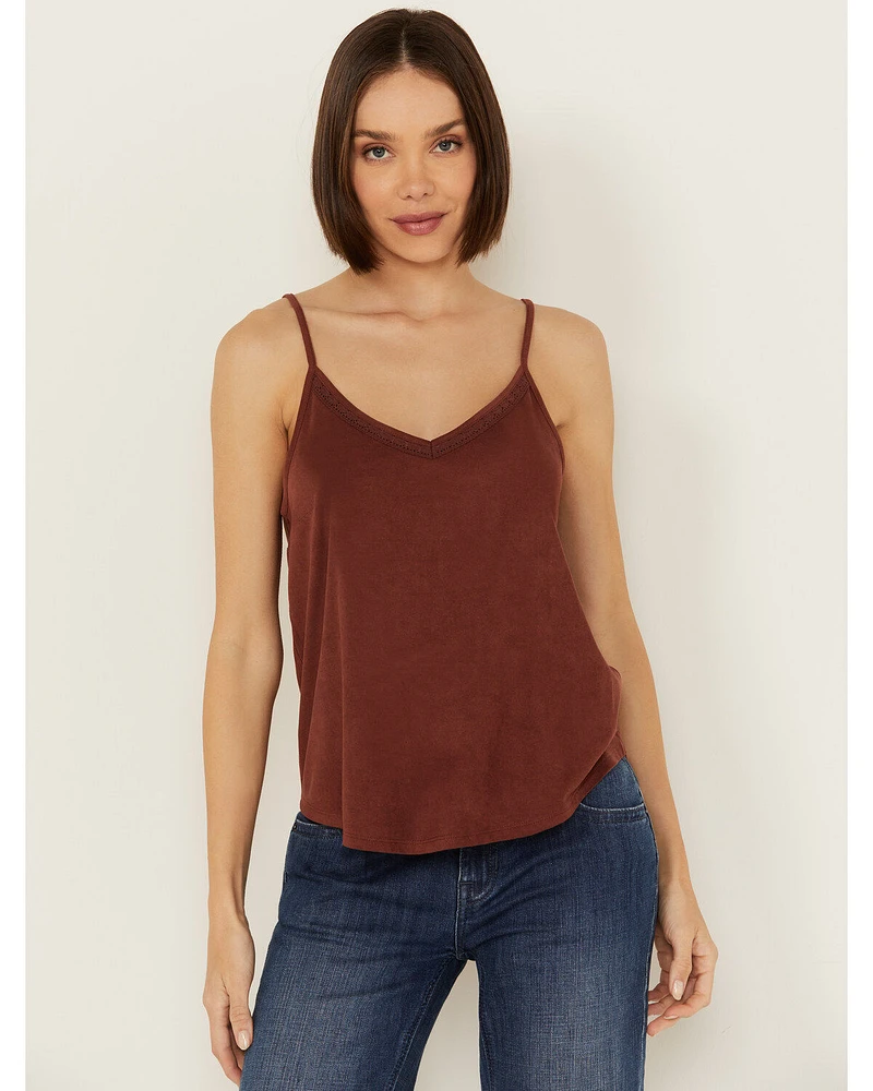 Shyanne Women's Crochet Trim Faux Suede Cami