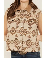 Hooey Women's Southwestern Print Sherpa Lined Vest