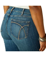 Ariat Women's Hasley Dark Wash Mid Rise Slim Trouser Denim Jeans - Plus