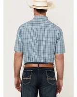 George Strait by Wrangler Men's Plaid Print Short Sleeve Button-Down Western Shirt