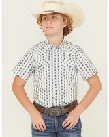 Cody James Boys' Outlaw Pass Striped Print Short Sleeve Snap Western Shirt