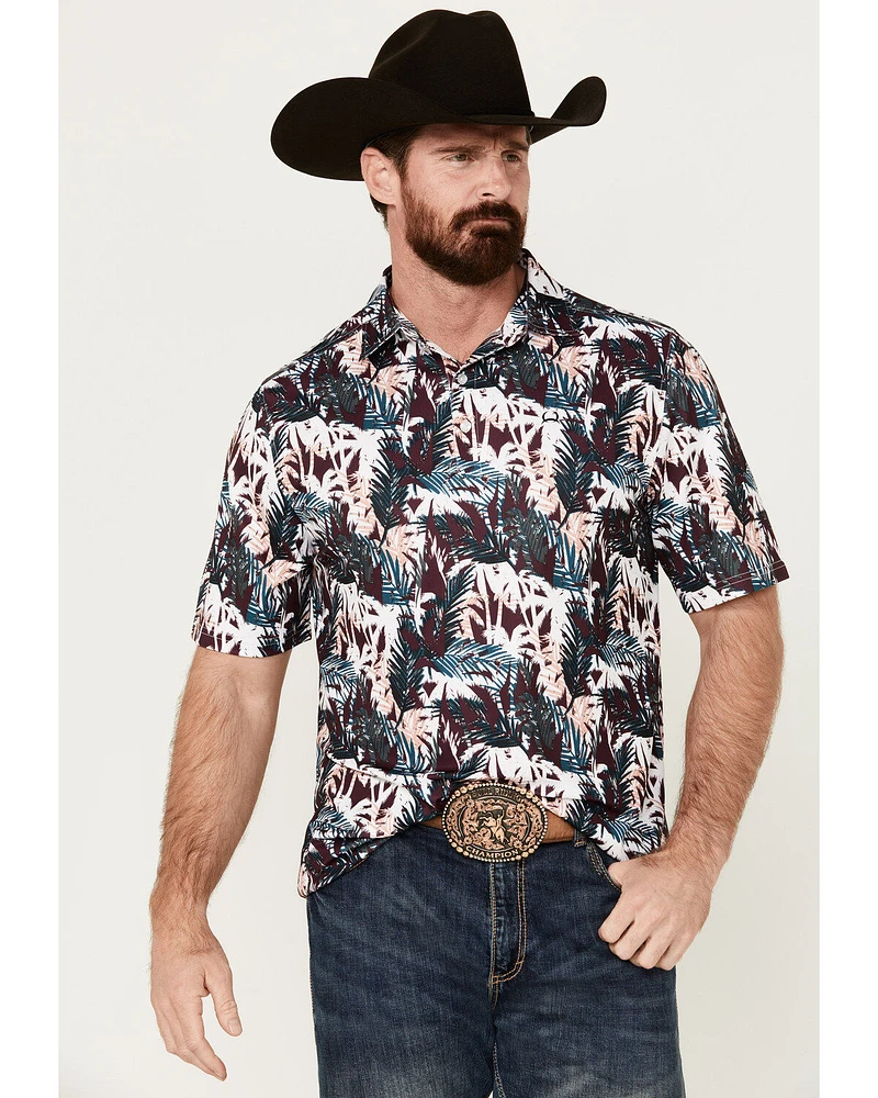 Cinch Men's ARENAFLEX® Palm Leaf Print Short Sleeve Performance Polo
