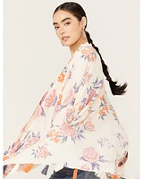 Angie Women's Floral Print Tassel Kimono