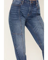 Cleo + Wolf Women's Dark Wash High Rise Slim Stretch Straight Jeans