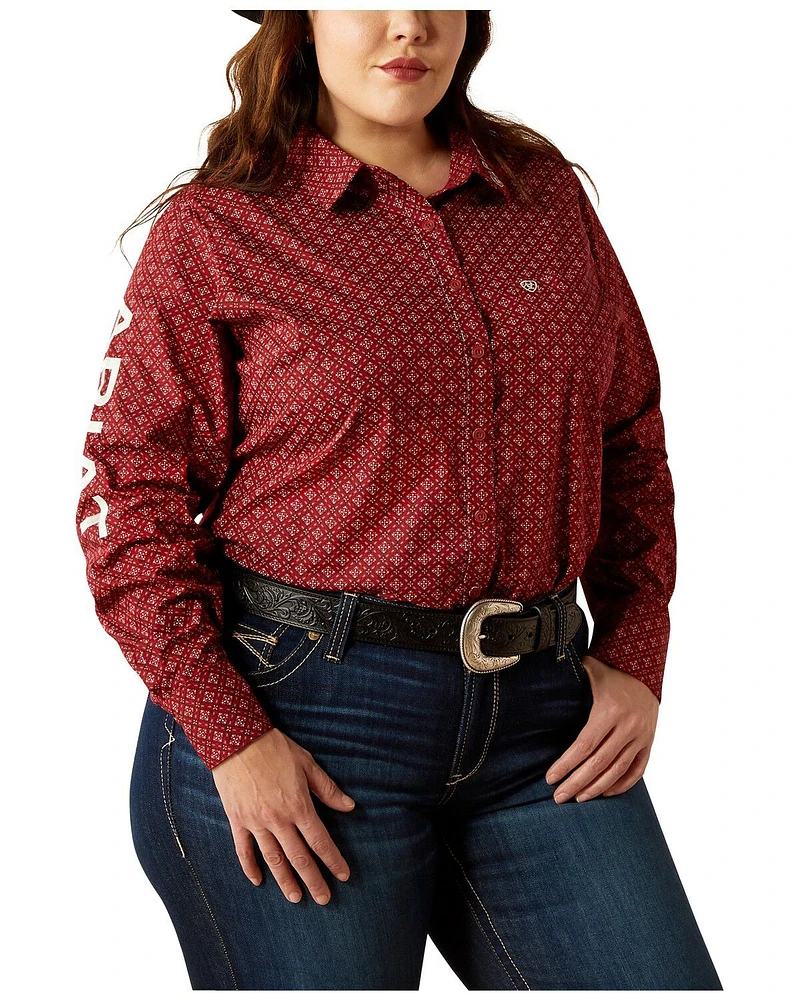 Ariat Women's Team Kirby Geo Print Long Sleeve Button-Down Stretch Western Shirt - Plus