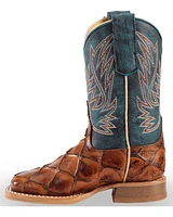 Horse Power Boys' Seas the Day Fish Print Boots - Square Toe
