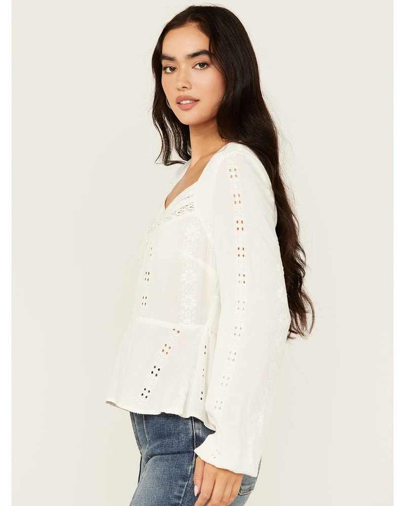 Idyllwind Women's Teel Eyelet Keyhole Blouse