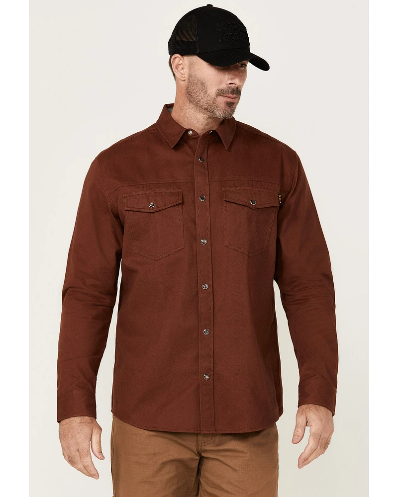 Hawx Men's All Out Solid Long Sleeve Pearl Snap Western Work Shirt - Big & Tall