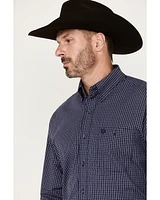 George Strait By Wrangler Men's Plaid Print Long Sleeve Button-Down Stretch Western Shirt