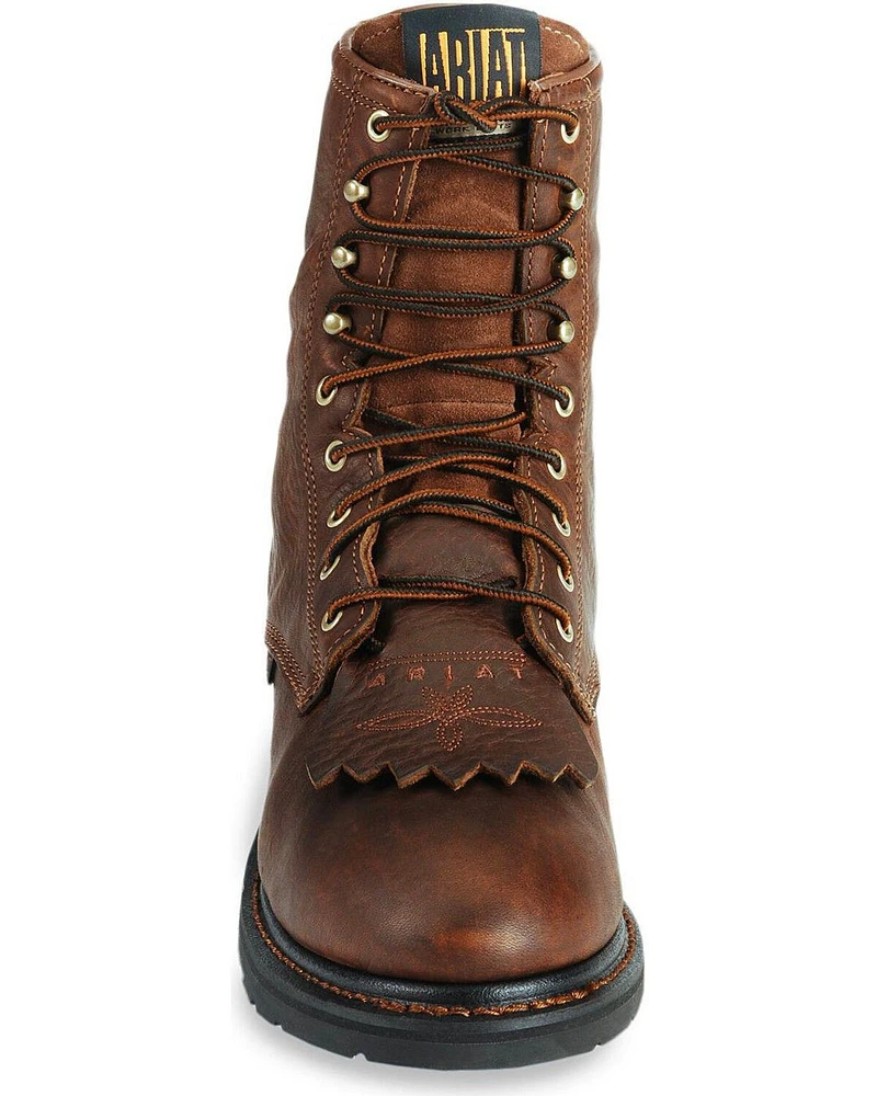 Ariat Waterproof Cascade H20 8" Lace-Up Work Boots - Round Soft Toe