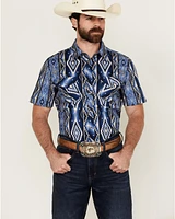 Rock & Roll Denim Men's Southwestern Print Short Sleeve Snap Stretch Western Shirt