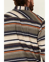 North River Men's Oatmeal Lake Striped Long Sleeve Western Flannel Shirt