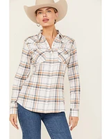 Wrangler Retro Women's Plaid Print Long Sleeve Pearl Snap Flannel Shirt
