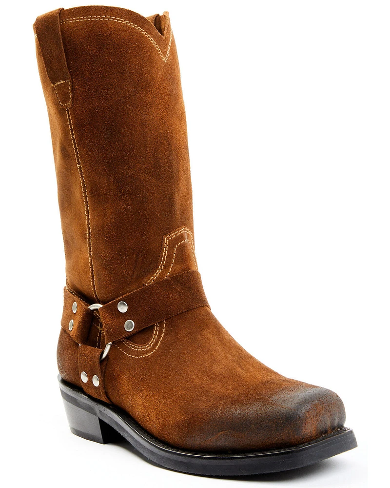 Brothers and Sons Men's Pull-On Roughout Motorcycle Boots - Square Toe