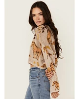 Rock & Roll Denim Women's Horse Print Sweater