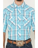 Wrangler Men's 20X Plaid Print Short Sleeve Snap Stretch Western Shirt