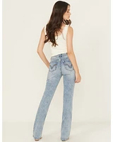 Rock & Roll Denim Women's Medium Wash Mid Rise Distressed Bootcut Stretch Jeans