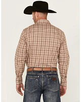 Wrangler Men's Wrinkle Resistant Plaid Print Long Sleeve Snap Stretch Western Shirt