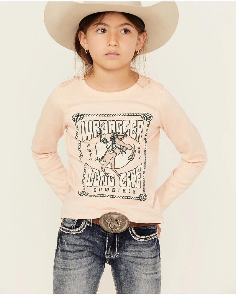 Wrangler Girls' Long Live Cowgirls Sleeve Graphic Shirt