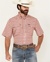 Wrangler Men's Plaid Print Short Sleeve Snap Performance Western Shirt - Tall