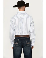 George Strait by Wrangler Men's Striped Long Sleeve Button-Down Stretch Western Shirt - Tall