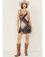 Shyanne Women's Patchwork Printed Sleeveless Mini Slip Dress