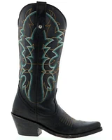 Botas Caborca for Liberty Black Women's Amelia Star Stitched Western Boots - Snip Toe