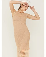 Sadie & Sage Women's Crochet Fringe Midi Dress