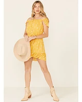 Miss Me Women's Floral Button Front Off-Shoulder Mini Dress