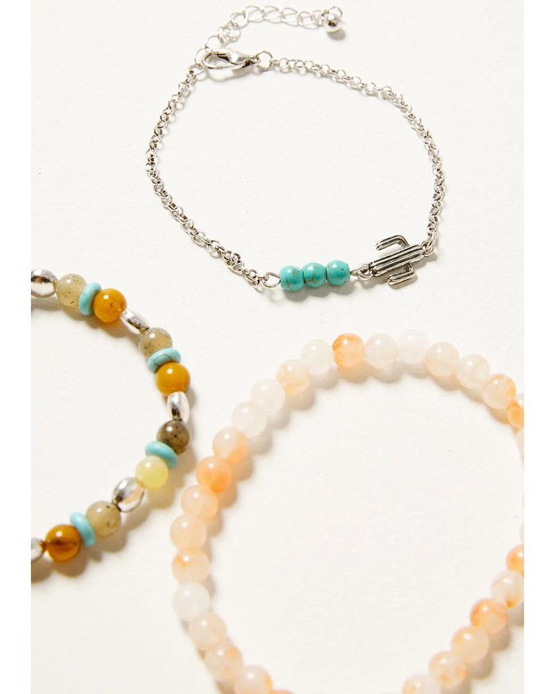 Shyanne Women's Tonal Bead Cactus Bracelet Set - 5 Piece