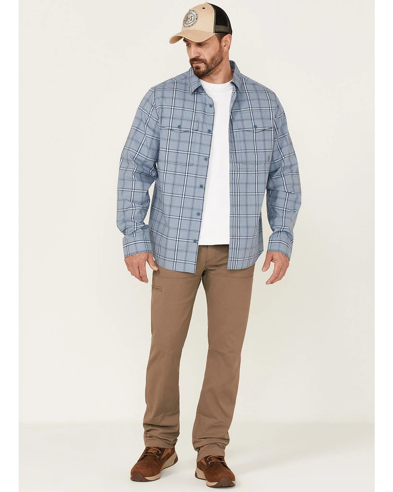 Brothers and Sons Men's Plaid Performance Long Sleeve Button-Down Western Shirt