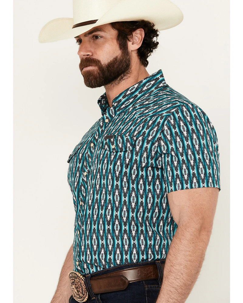 Panhandle Men's Southwestern Print Short Sleeve Snap Western Stretch Shirt