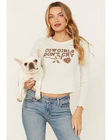 Originality Women's Cowgirls Don't Cry Long Sleeve Thermal Graphic Tee